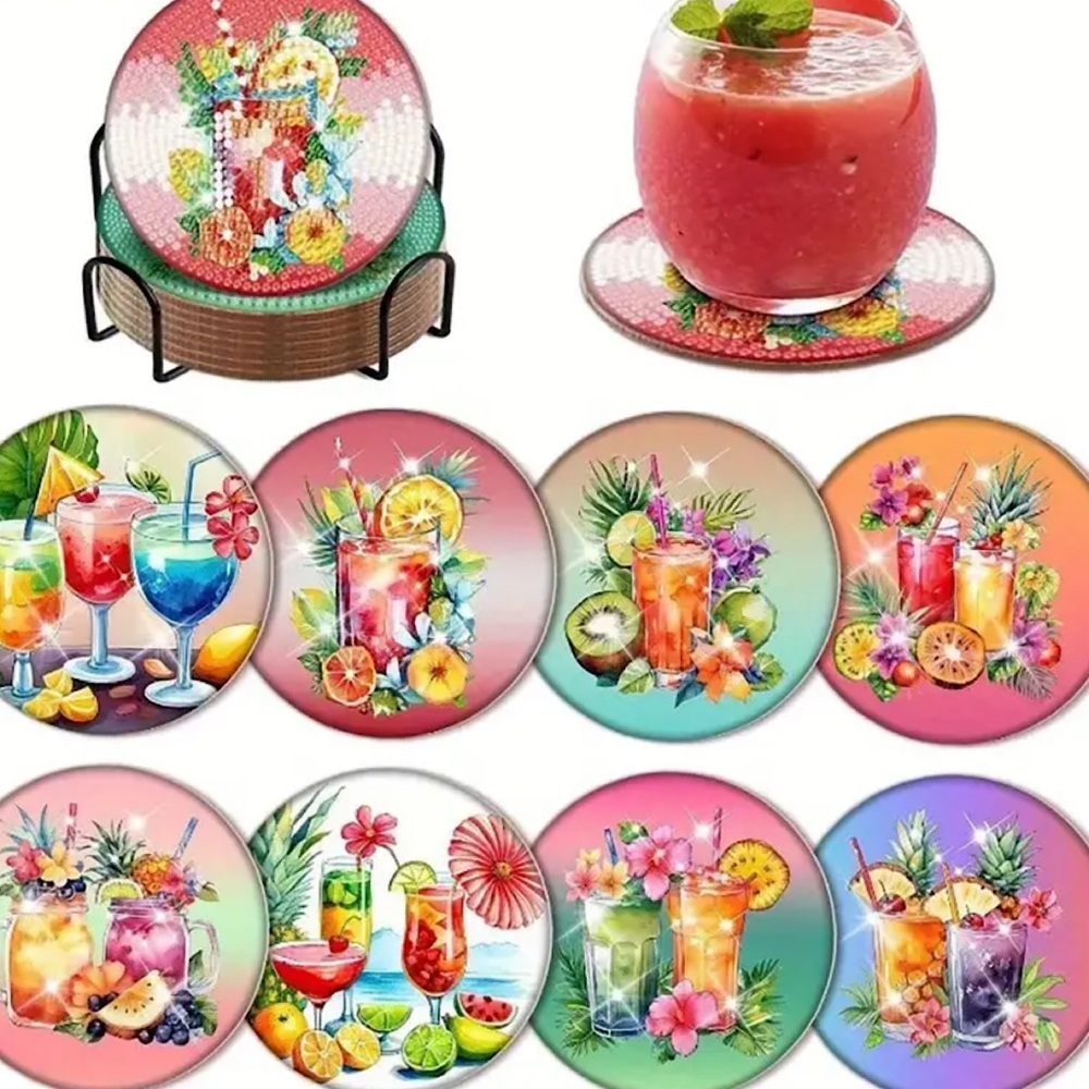 Diamond Art Coaster Set - Tropical Drinks